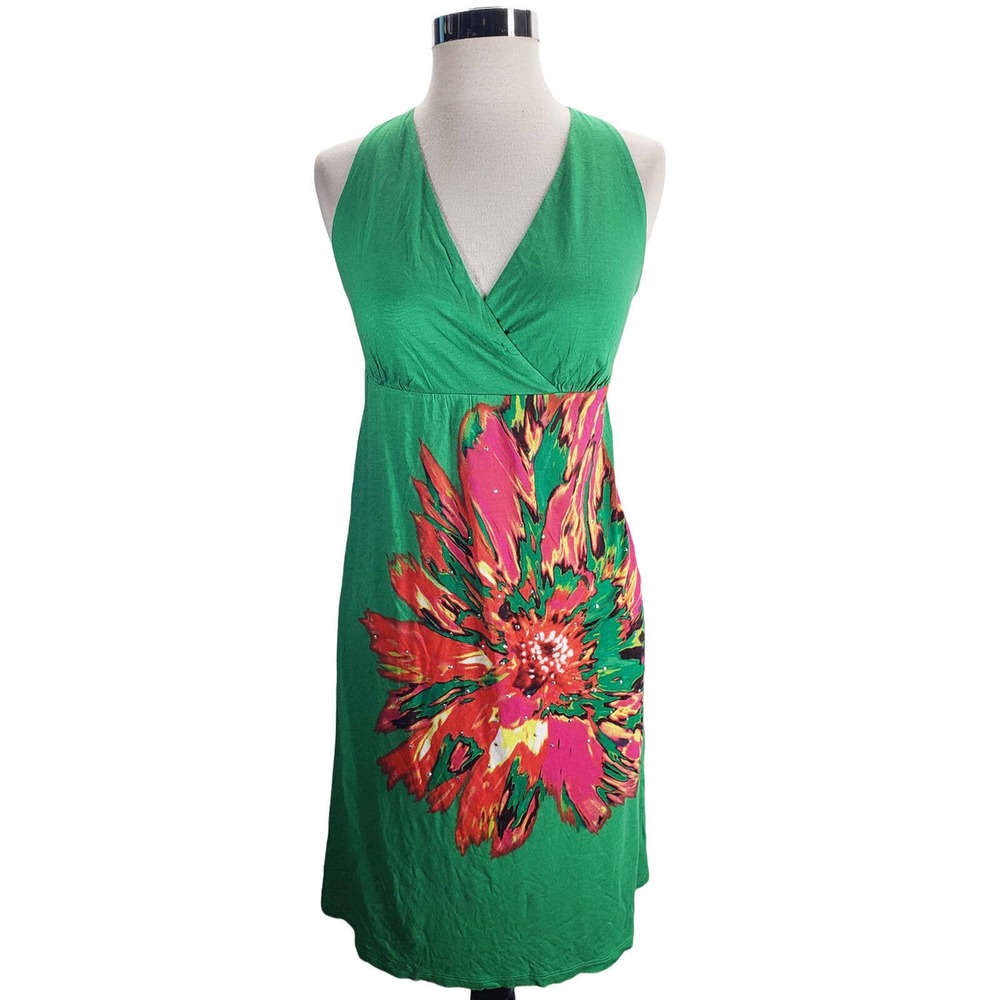 INC I.N.C emerald green empire waist fit & flare summer dress, S M